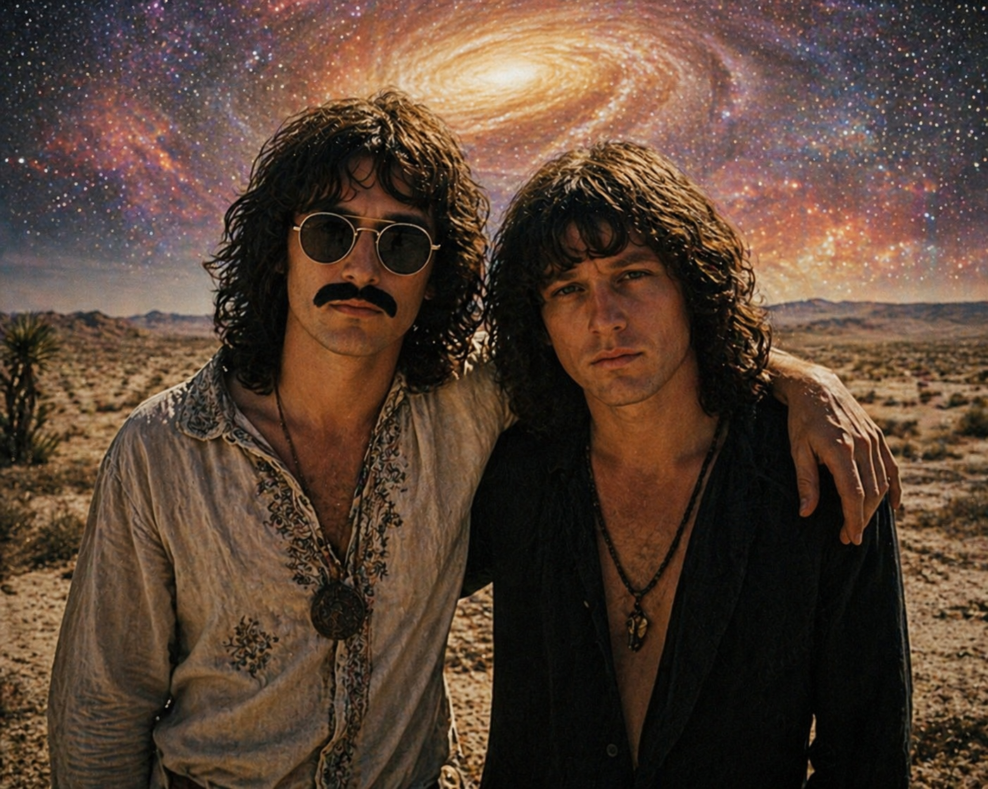 Jim Morrison and Professor Fork in the desert, date unknown