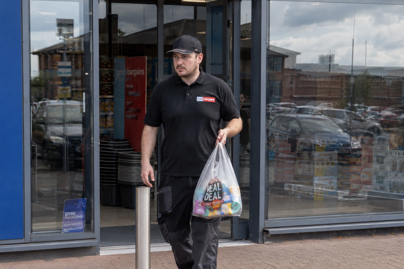 Former television extra leaving a budget shop